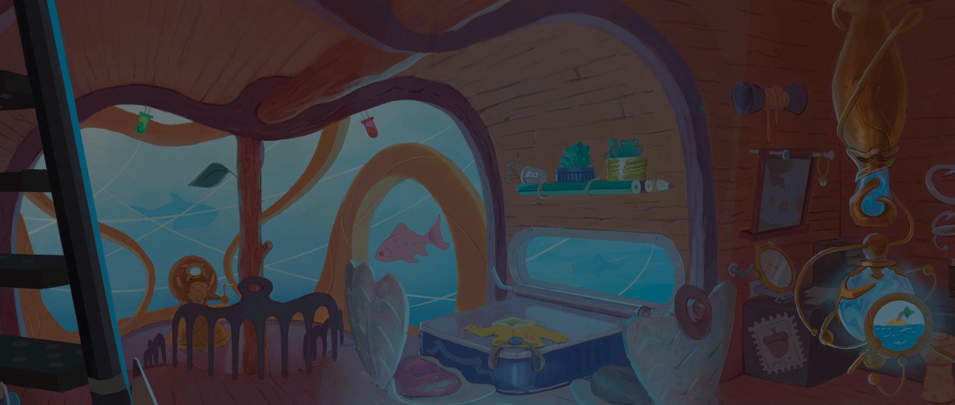 Image of a captain's quarters from the Disney Lorcana Trading Card Game Azurite Sea set